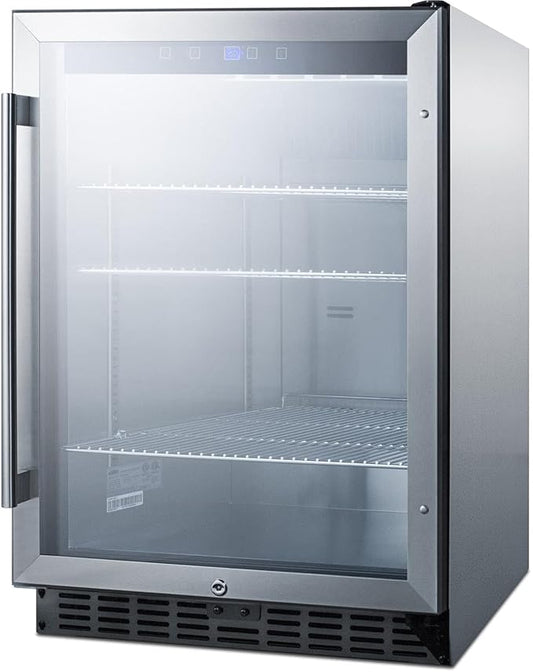 Summit 24” Beverage Center, Outdoor Beverage Refrigerator, 5.0 cu.ft. Capacity, Stainless Steel & Glass- SCR611GLOS