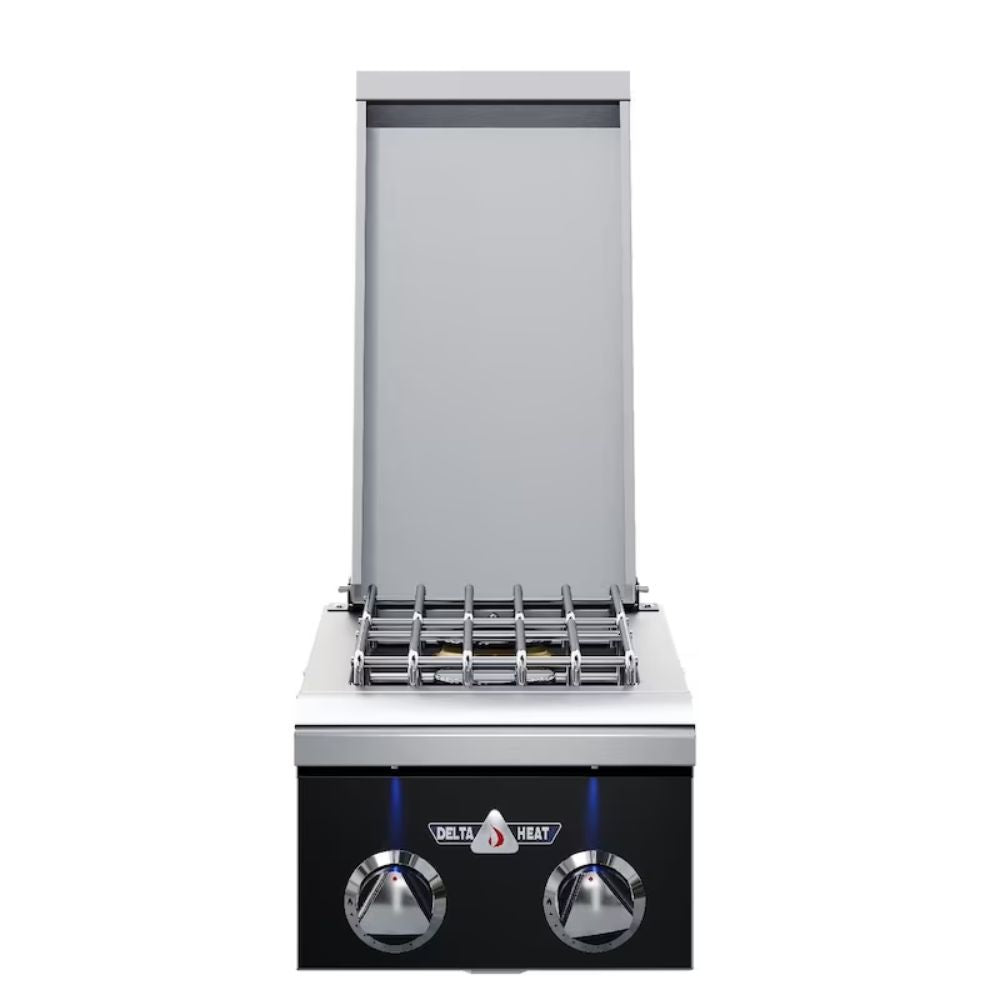 Delta Heat 12-Inch Built-In Gas Double Side Burner w/ Black Control Panel