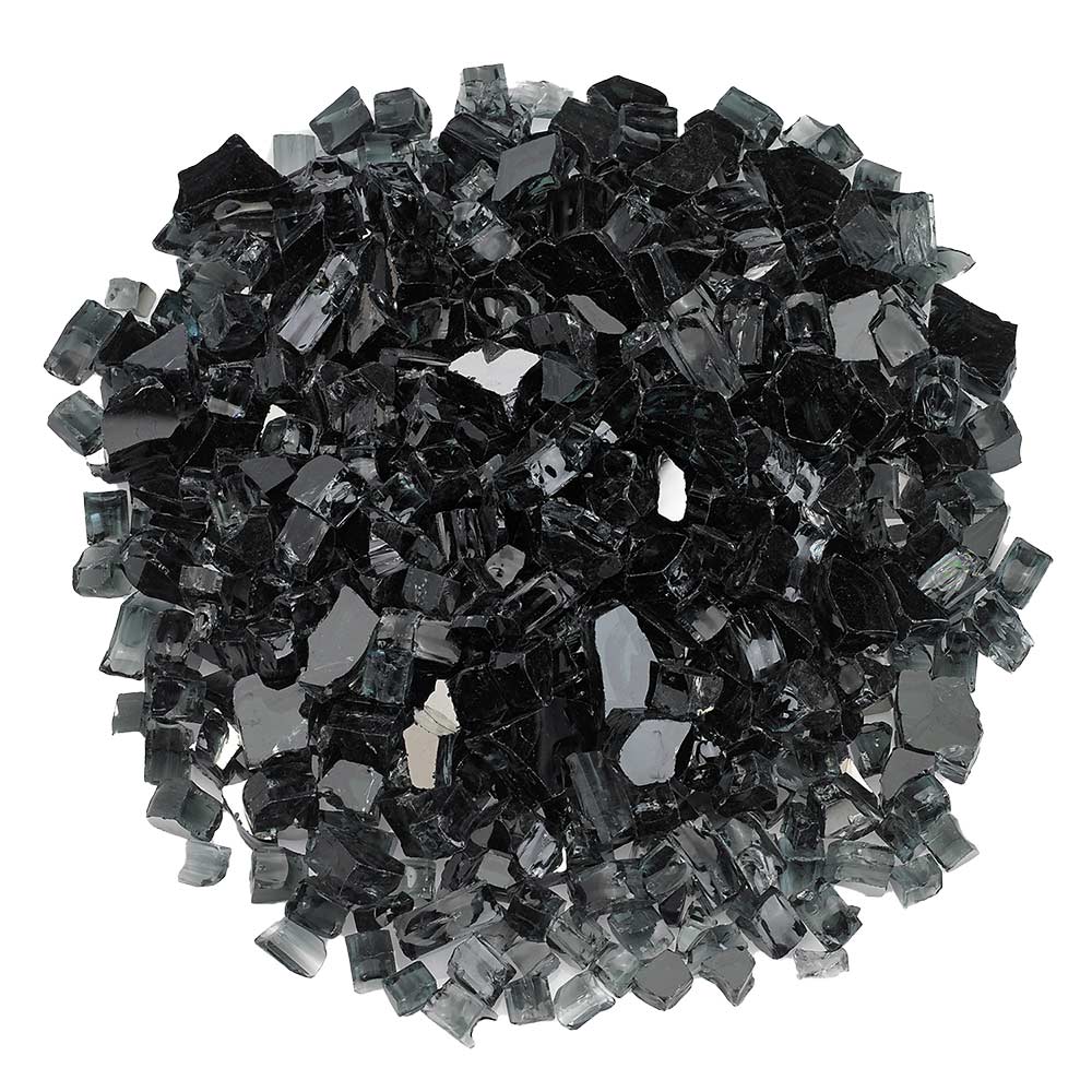 American Fire Glass 1/2-Inch Premium Fire Glass, 10-Pounds, Black Reflective