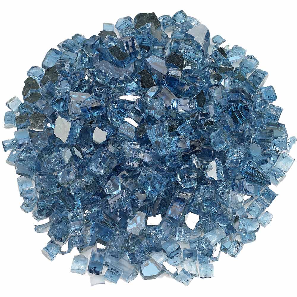 American Fire Glass 1/2-Inch Premium Fire Glass, 10-Pounds, Pacific Blue Reflective