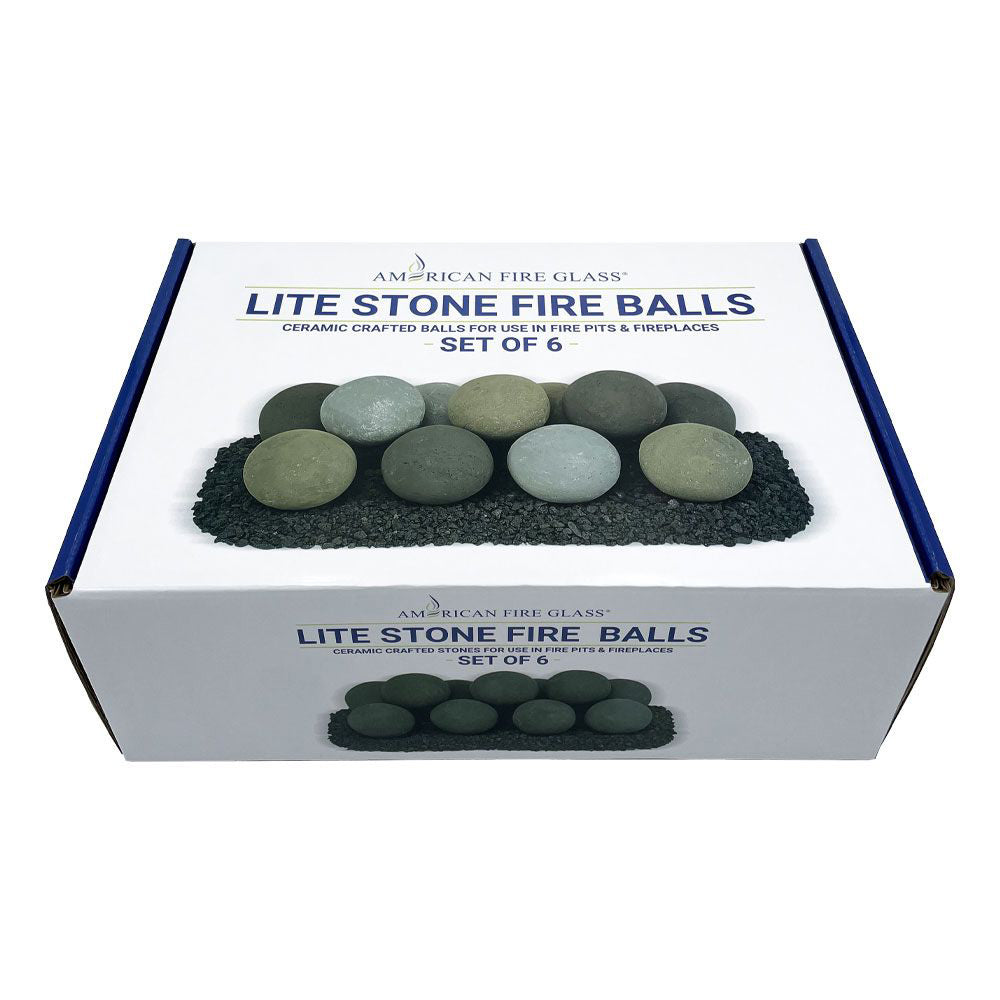 American Fire Glass Lite Stone Balls, 6 Stone Set