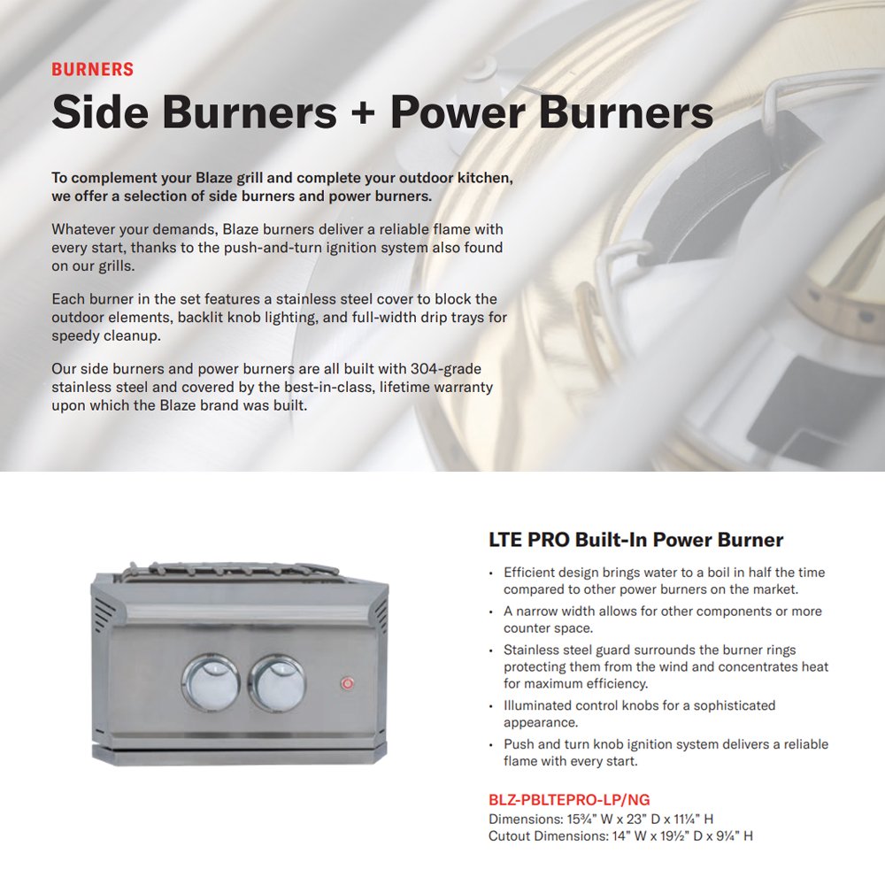 Blaze LTE PRO Built-In Power Burner
