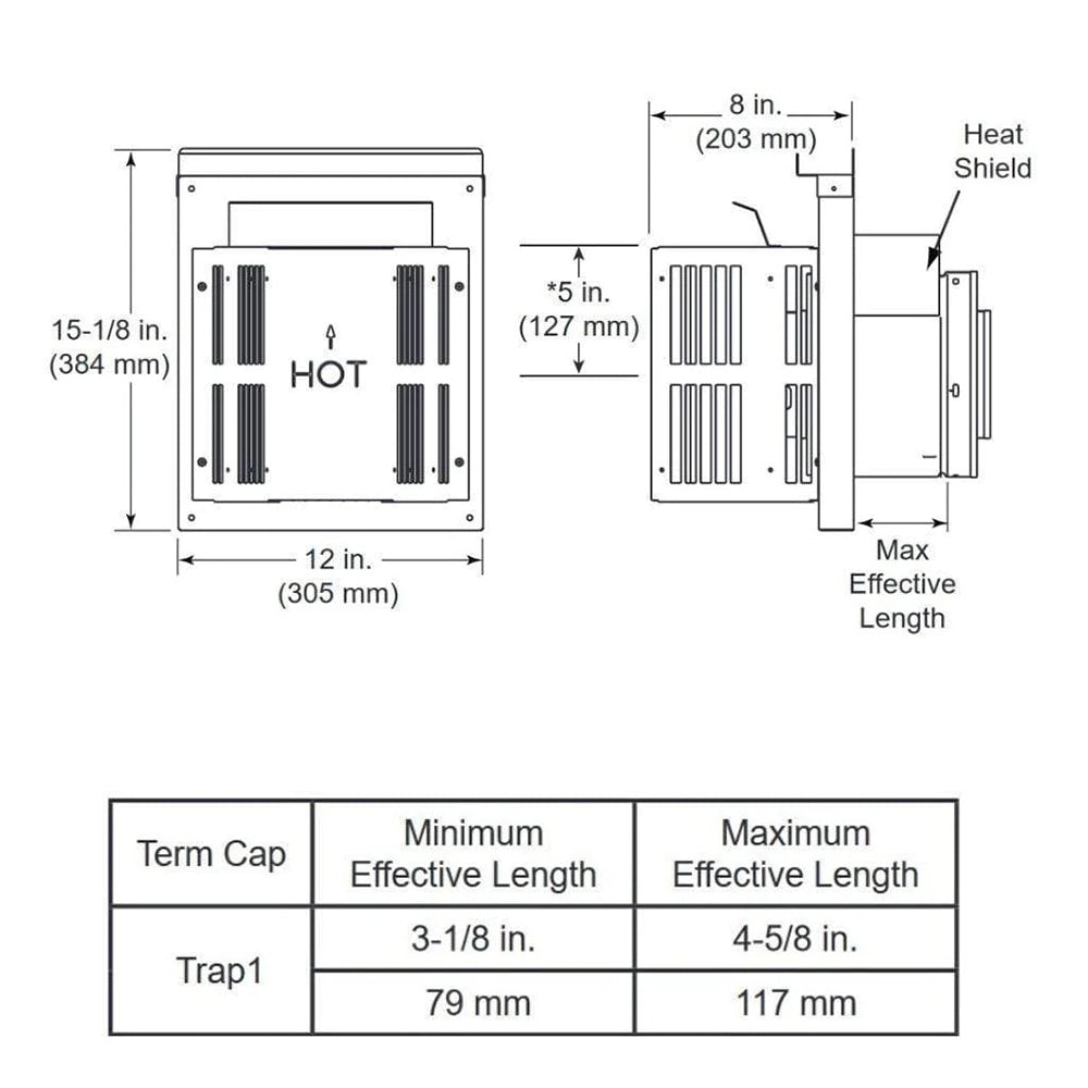 Majestic Horizontal Termination Cap with Short Flue