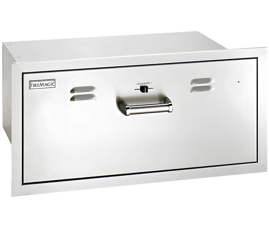 Fire Magic Premium Flush 30 Inch Built-In 110V Electric Warming Drawer - 53830-SW