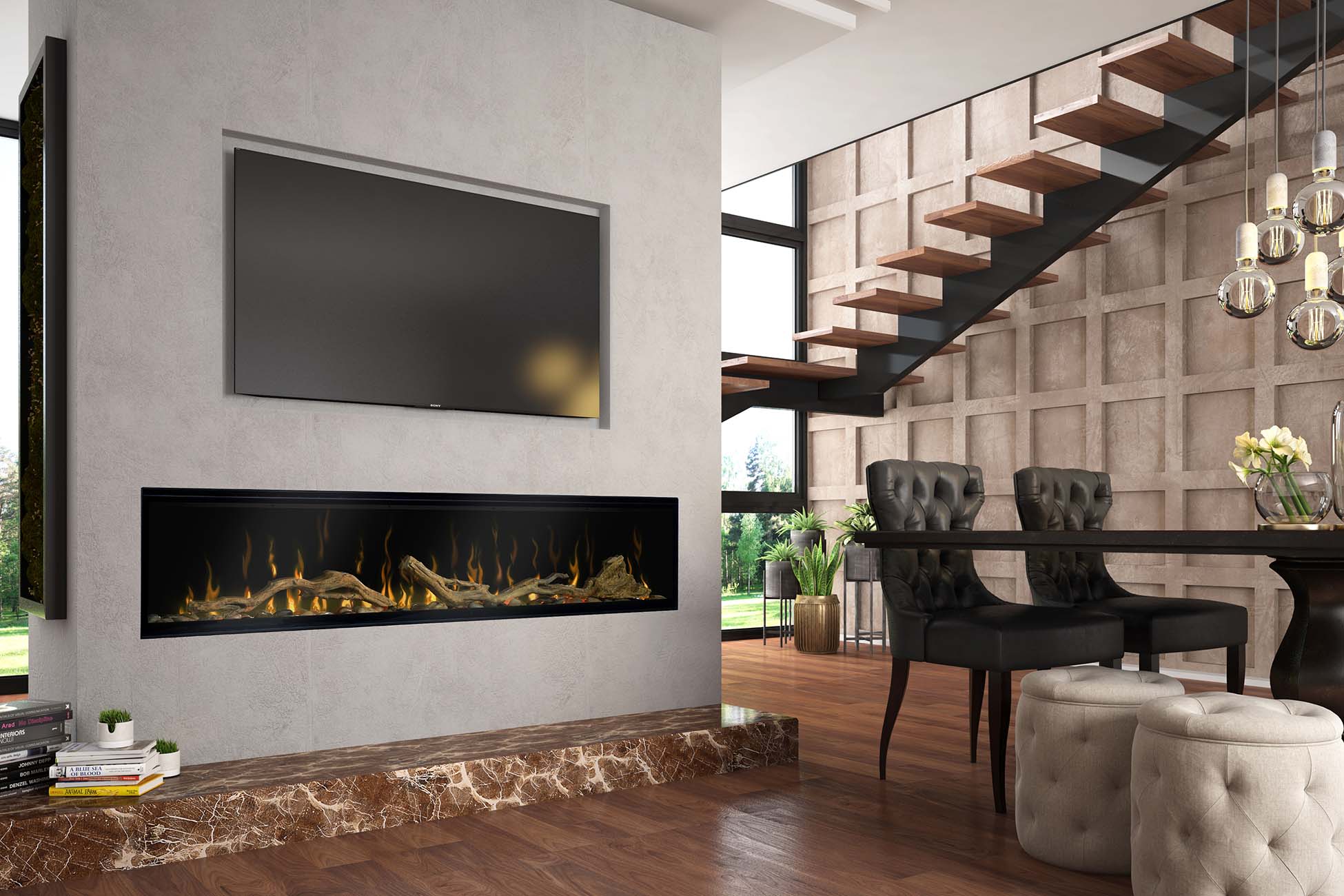 IgniteXL Dimplex 74" Linear Recessed / Built in Electric Fireplace