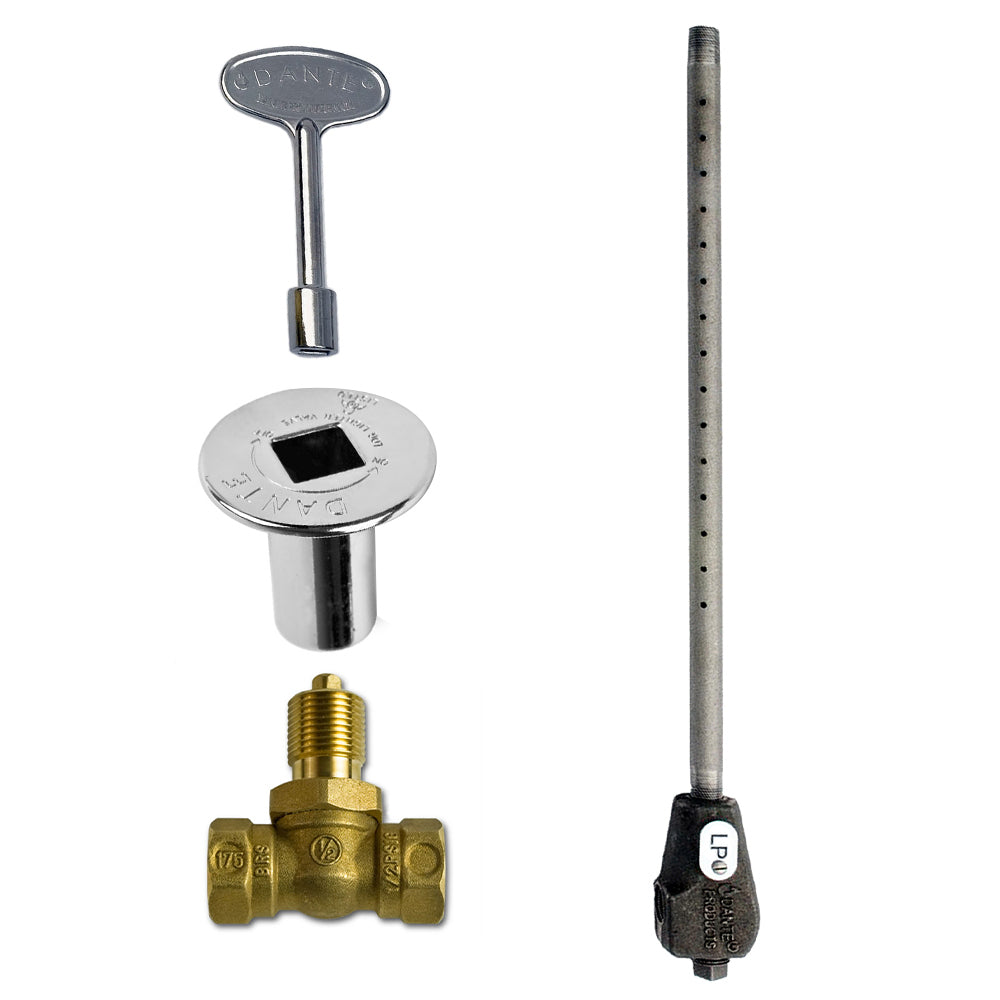 Dante Universal Log Lighter with Straight Ball Valve, Key and Floor Plate