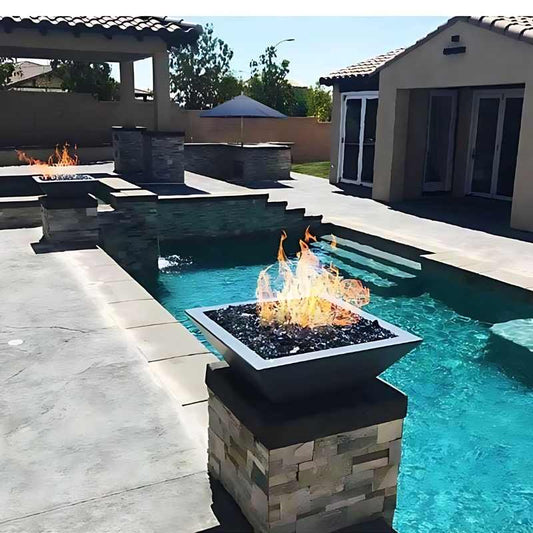 Maya 24-Inch Square Powder Coated Fire Bowl