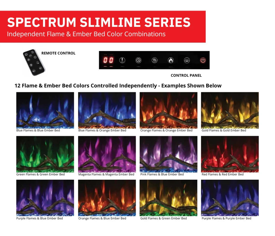 Modern Flames Spectrum Slimline 100'' Wall Mount / Recessed Linear Electric Fireplace