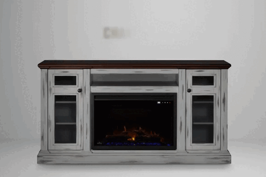 Napoleon Charlotte Media Console in White&Cherry | Cineview 30'' Electric Firebox