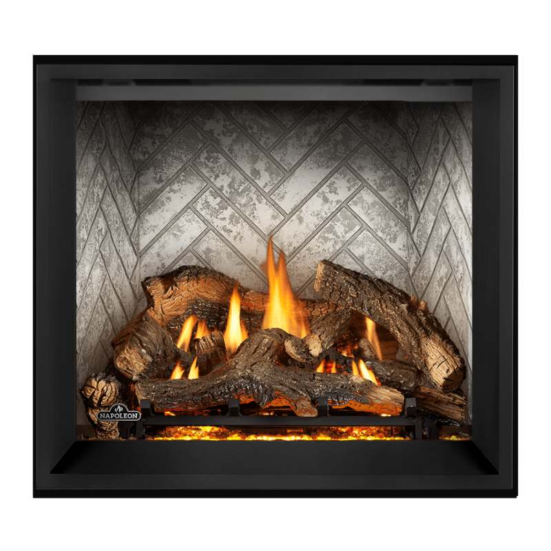 Napoleon Elevation X 36 Direct Vent Fireplace with Glacier Brick Standard Interior Panel and Driftwood Log Set