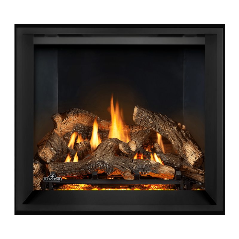 Napoleon Elevation X 36 Direct Vent Fireplace with Glacier Brick Standard Interior Panel and Split Oak Log Set