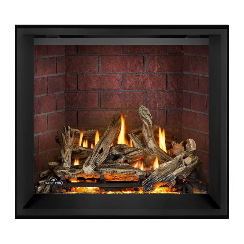 Napoleon Elevation X 36 Direct Vent Fireplace with Black Illusion Glass and Birch Log Set