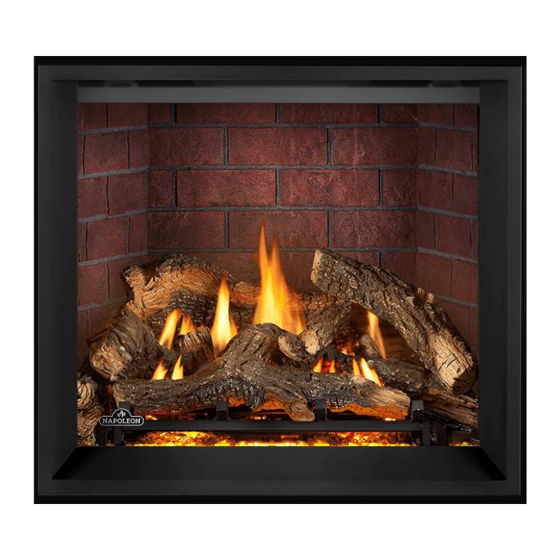 Napoleon Elevation X 36 Direct Vent Fireplace with Black Illusion Glass and Split Oak Log Set
