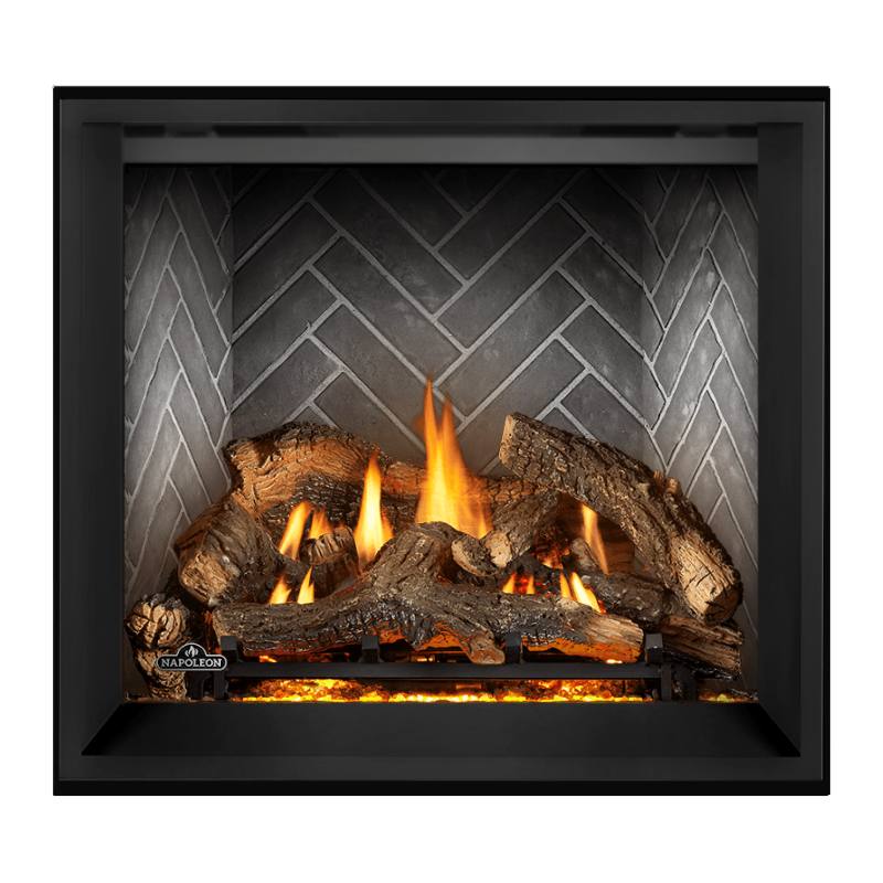 Napoleon Elevation X 36 Direct Vent Fireplace with Newport Interior Panel and Driftwood Log Set