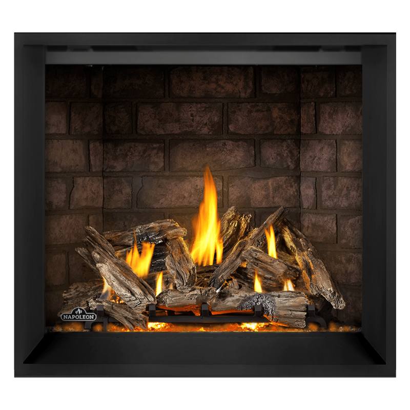 Napoleon Elevation X 42" Direct Vent Fireplace with Glacier Brick Herringbone Interior Panel and Birch Log Set