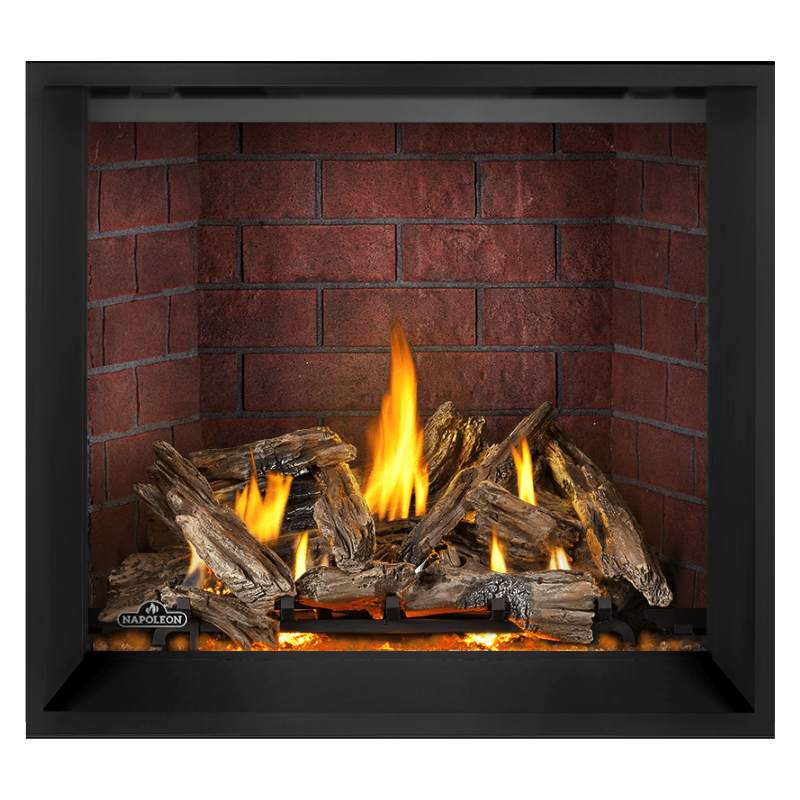 Napoleon Elevation X 42" Direct Vent Fireplace with Glacier Brick Standard Interior Panel and Birch Log Set