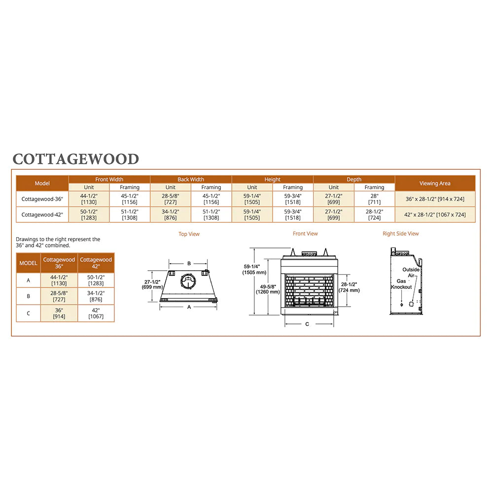 Majestic Cottagewood 36-Inch Outdoor Wood Burning Fireplace