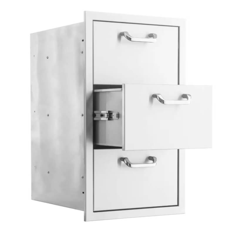 BBQ Generals Elite Series 16-Inch Stainless Steel Triple Access Drawer - Traditional