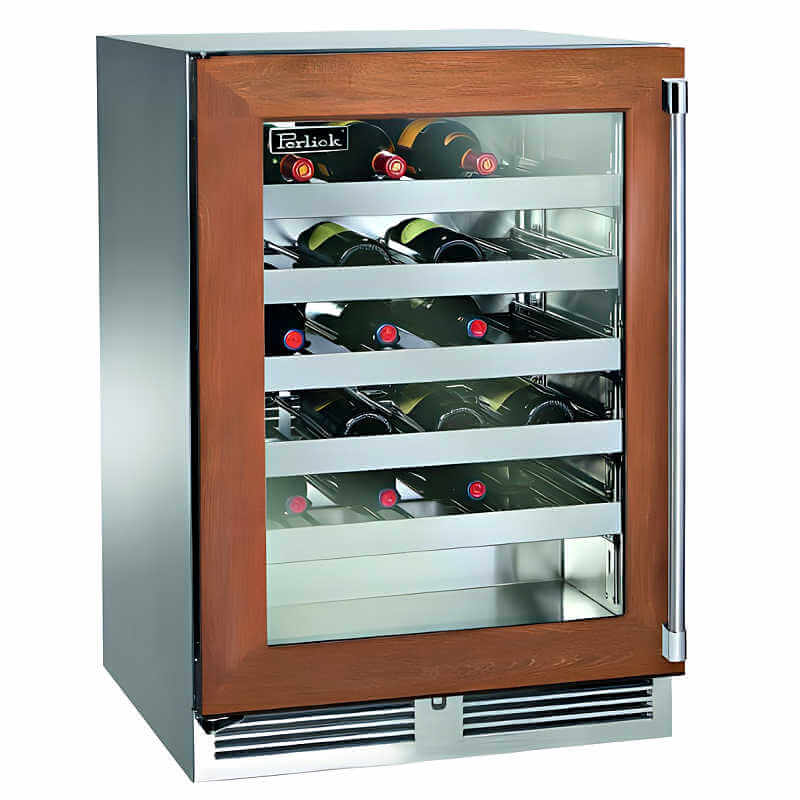 Perlick 24-Inch Signature Series Panel Ready Glass Door Outdoor Wine Reserve - HP24WO-4-4