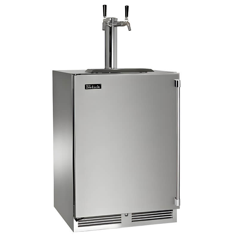 Perlick 24-Inch Signature Series Stainless Steel Double Tap Outdoor Beverage Dispenser w/ Lock - HP24TO-4-1