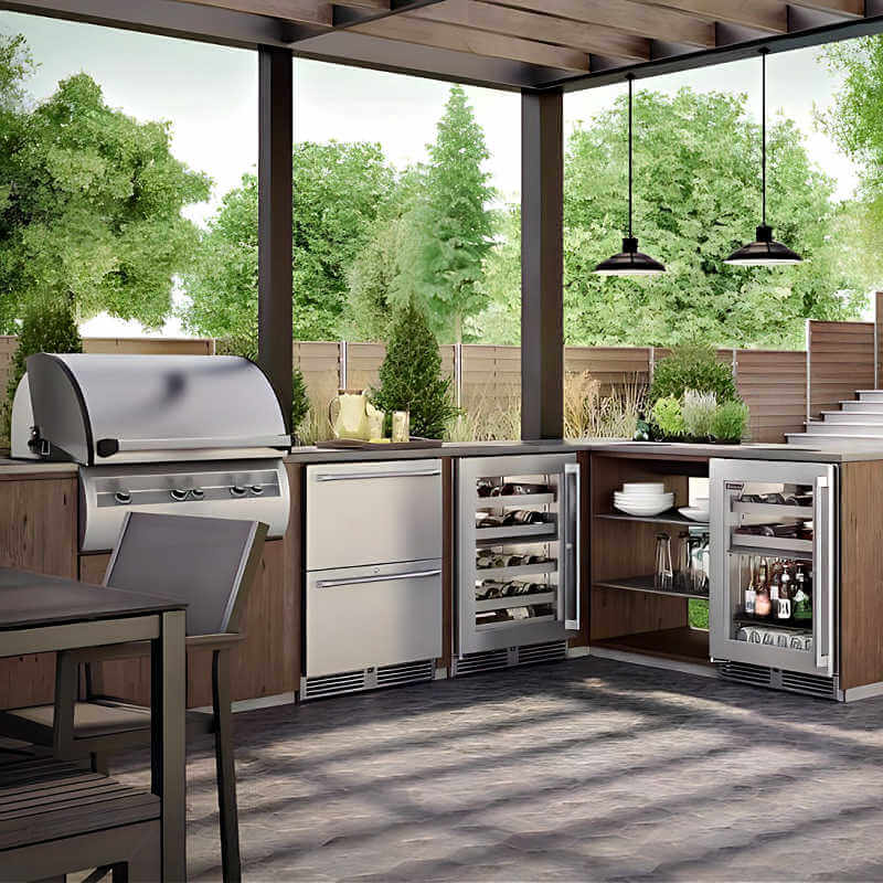 Perlick 24-Inch Signature Series Stainless Steel Dual Zone Outdoor Freezer/Refrigerator Drawers - HP24ZO-4-5