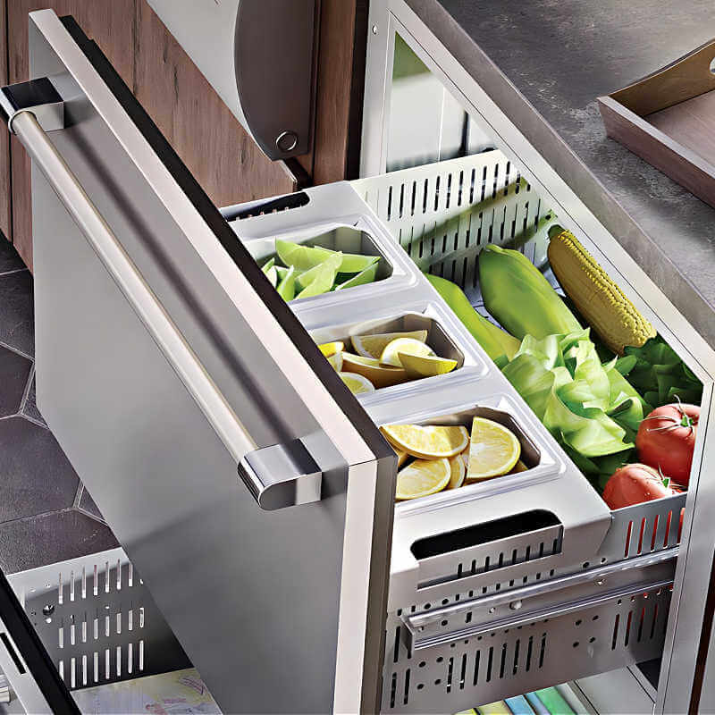 Perlick 24-Inch Signature Series Stainless Steel Outdoor Refrigerator Drawers with Lock - HP24RO-4-5DL