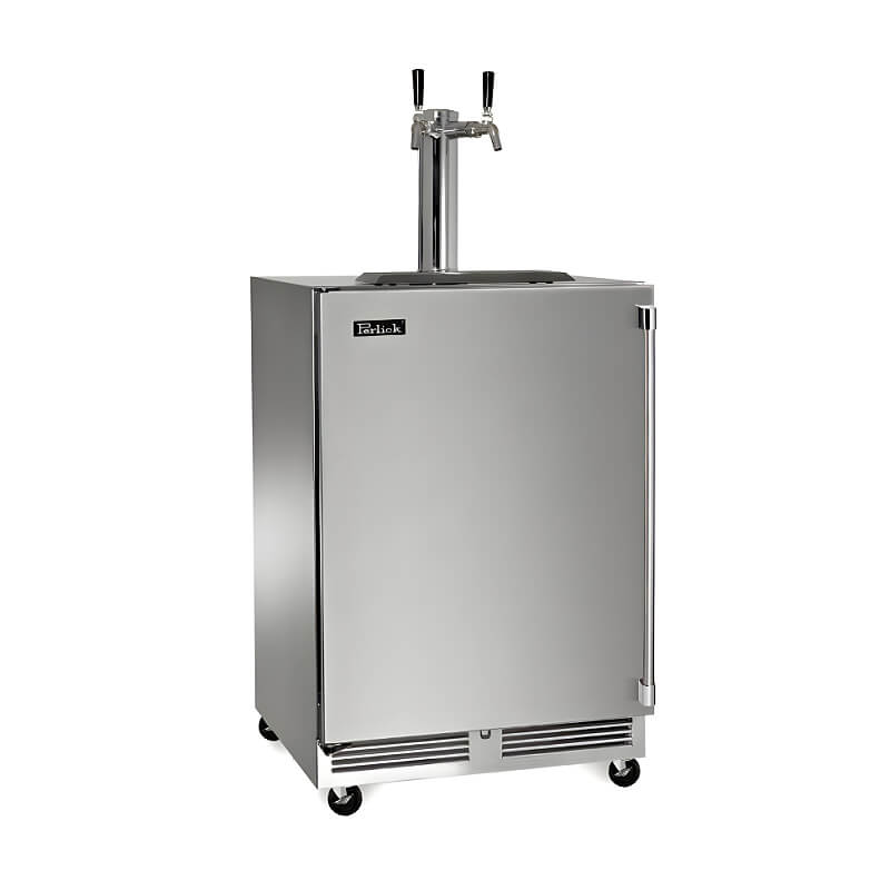 Perlick 24-Inch Stainless Steel Double Tap Mobile Outdoor Nitro and Cold Brew/Wine Dispenser Kit - HP24TS-2MNC