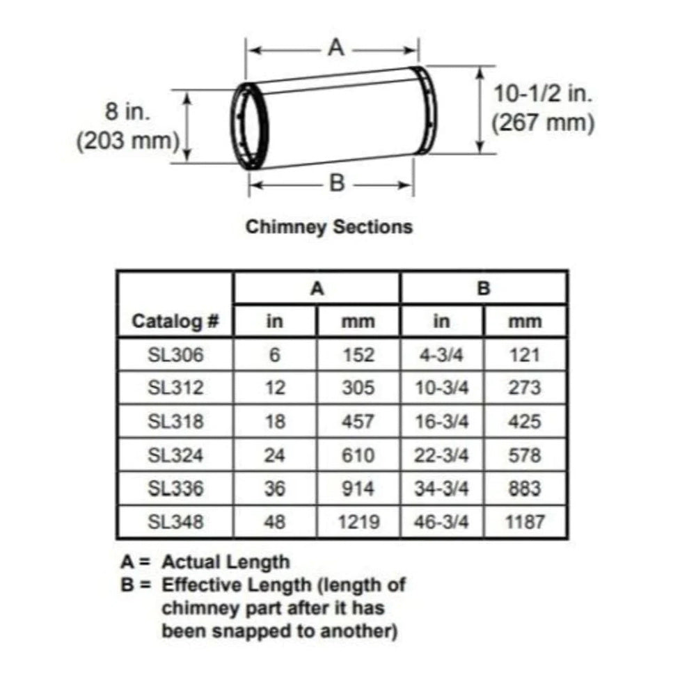 Majestic SL3 Chimney Section Stove Pipe