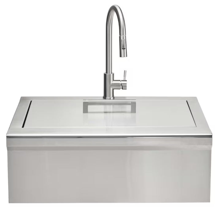 Coyote 30" Stainless Steel Farmhouse Sink With Drain, Faucet, Strainer & Cover - C3FHSINK