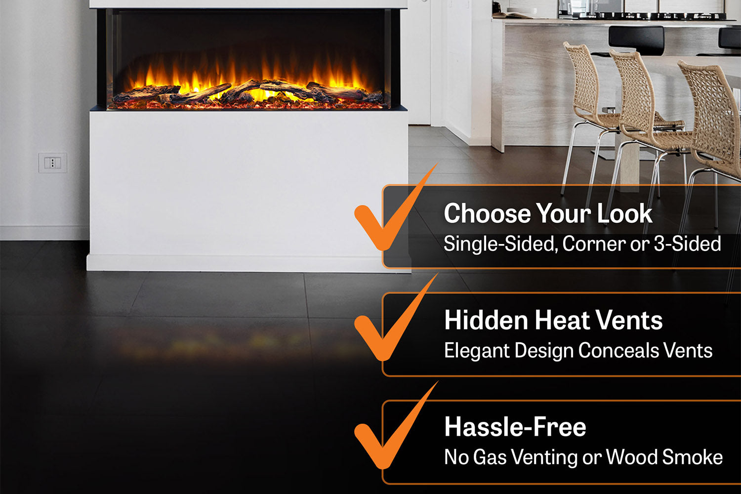 SimpliFire Scion Trinity 43" Multi-Side View Built In Electric Fireplace