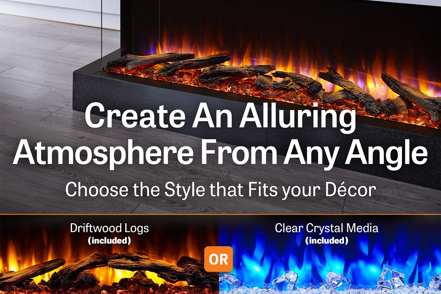 SimpliFire Scion Trinity 55" Multi-Side View Built In Electric Fireplace