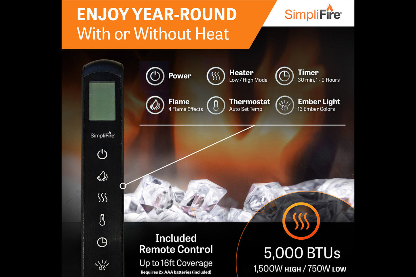 SimpliFire Scion 43'' Built-In Linear Electric Fireplace