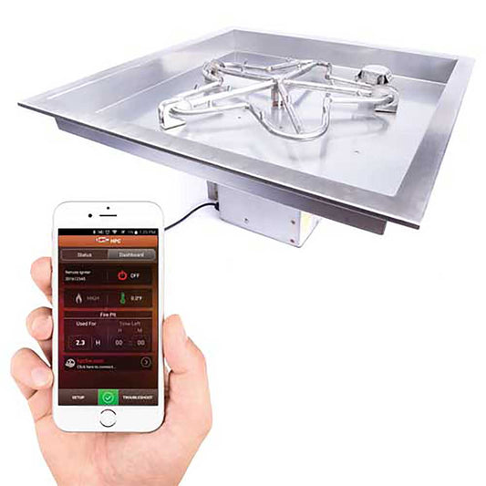 Square Drop-In Torpedo Fire Pit Burner Kit - Hi/Lo Electronic Ignition by HPC Fire