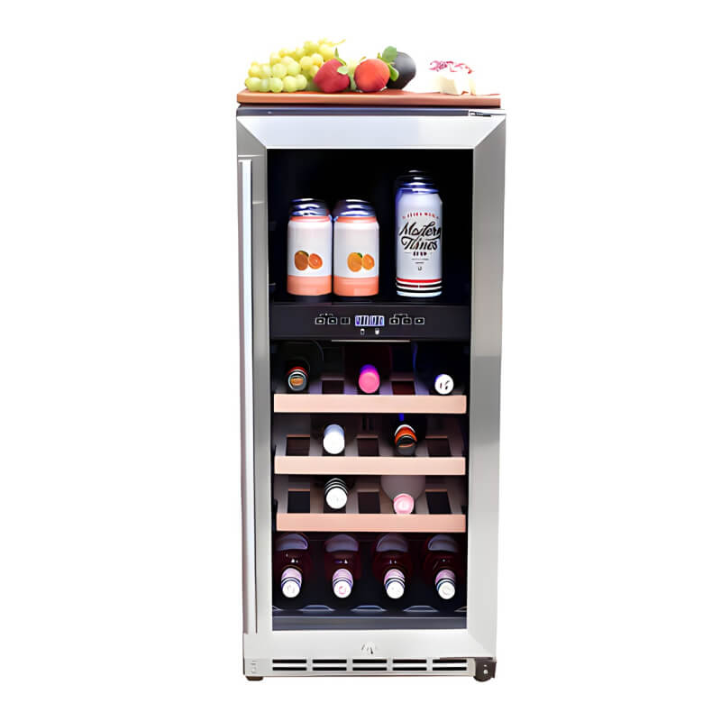 TrueFlame 15 Inch 3.2 Cu. Ft. Outdoor Dual Zone Wine Cooler - AMD-RFR-15WD