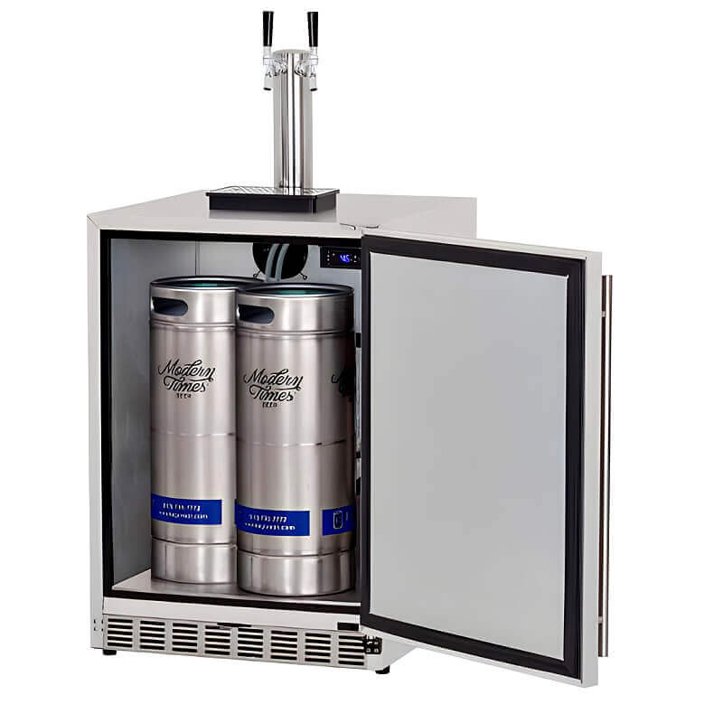 TrueFlame 24-Inch 6.6 Cu. Ft. Outdoor Rated Double Tap Kegerator - TF-RFR-24DK2
