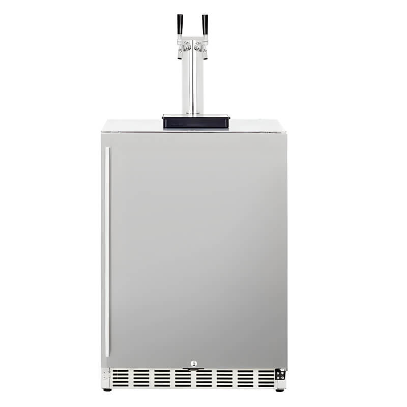 TrueFlame 24-Inch 6.6 Cu. Ft. Outdoor Rated Double Tap Kegerator - TF-RFR-24DK2