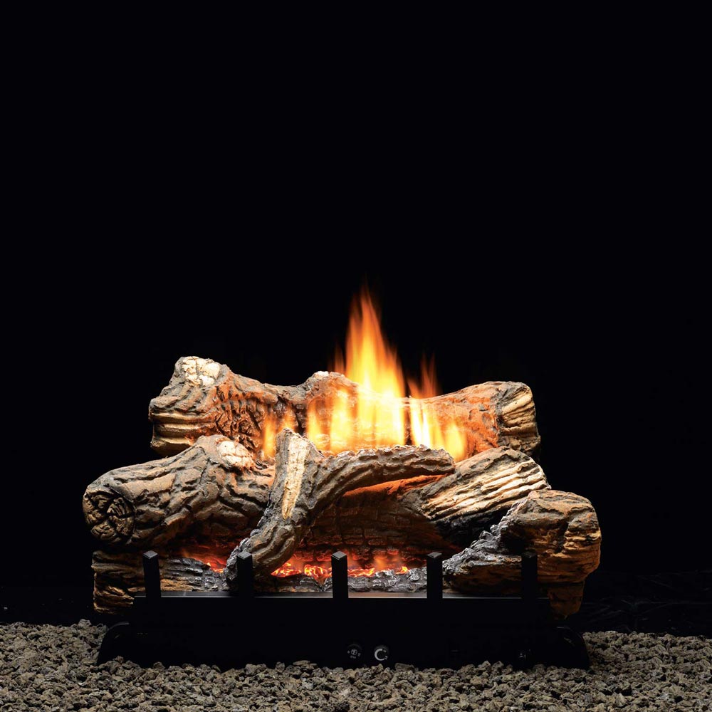 Empire 30 inch Flint Hill Ceramic Fiber Gas Log Set with Ventless Burner and Millivolt Valve