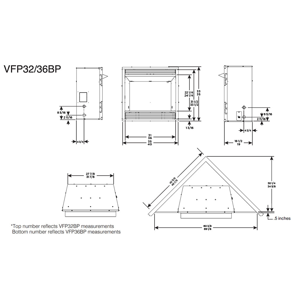 Empire Vail Vent Free Premium 36 Inch Fireplace with Slope Glaze Burner and Log Set - VFPA36BP
