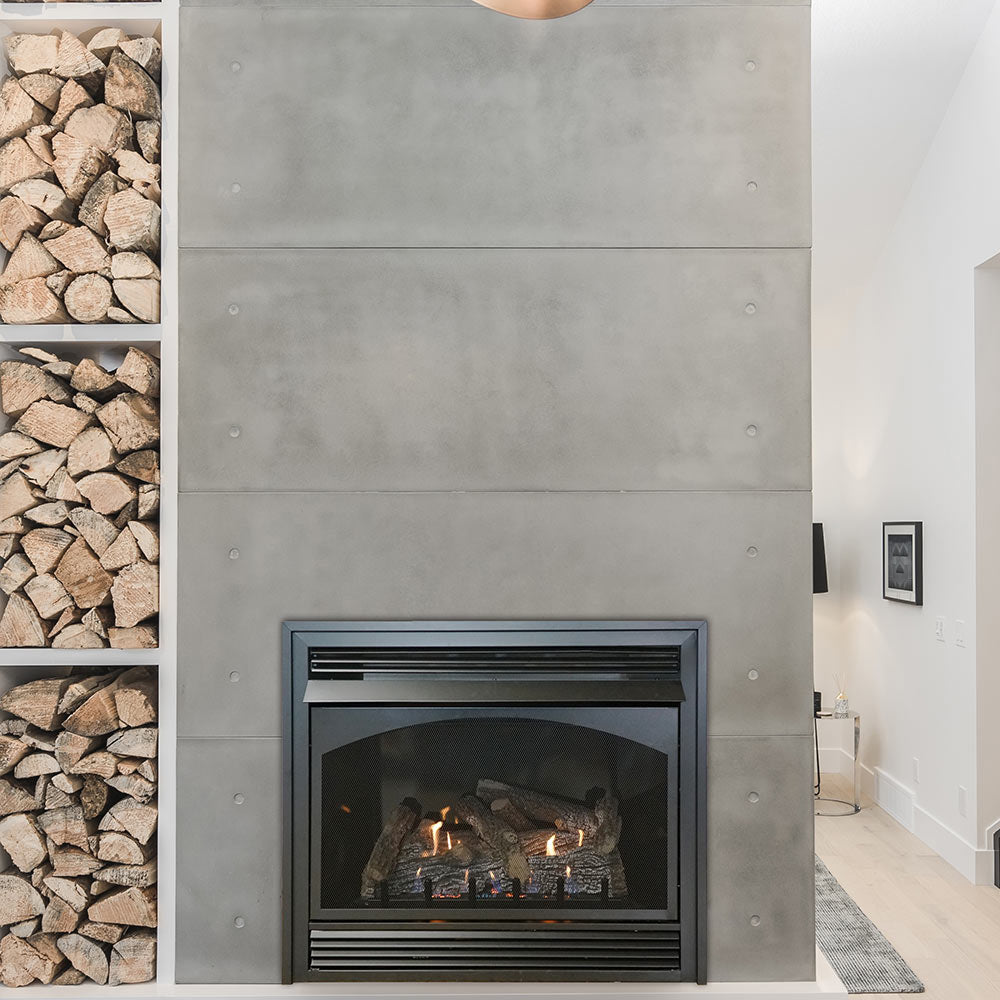 Empire 32 Inch Vail Vent Free Premium Gas Fireplace with Slope Glaze Burner and Log Set - VFPA32BP