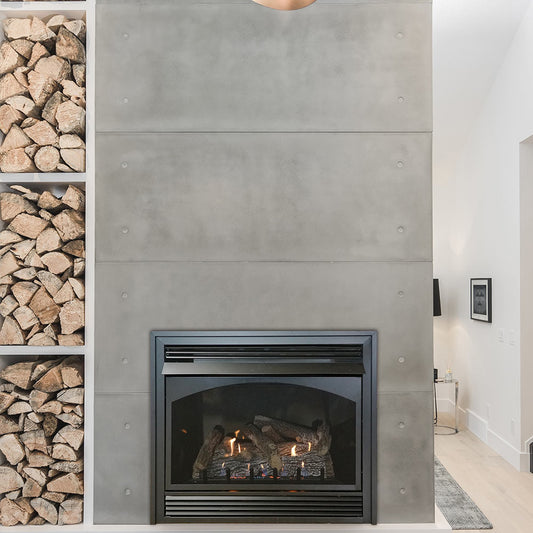 Empire 32 Inch Vail Vent Free Premium Gas Fireplace with Slope Glaze Burner and Log Set - VFPA32BP