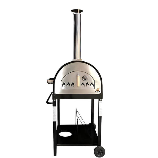 WPPO Traditional Black 25-Inch Dual Fueled Pizza Oven With Gas Attachment - WKE-04WG-BLK