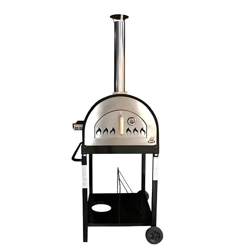 WPPO Traditional Black 25-Inch Dual Fueled Pizza Oven With Gas Attachment - WKE-04WG-BLK