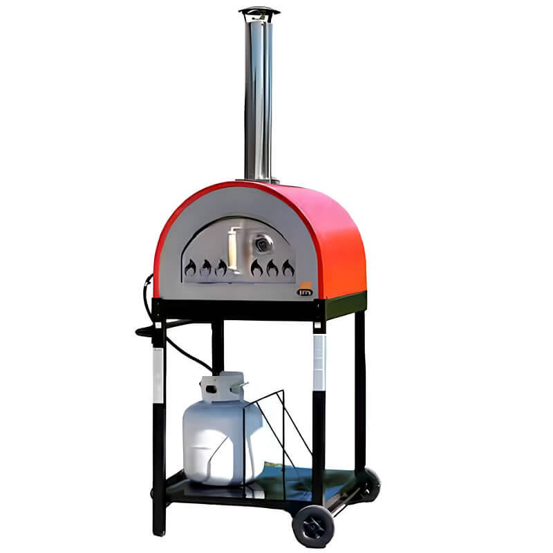 WPPO Traditional Red 25-Inch Dual Fueled Pizza Oven With Gas Attachment - WKE-04WG-RED
