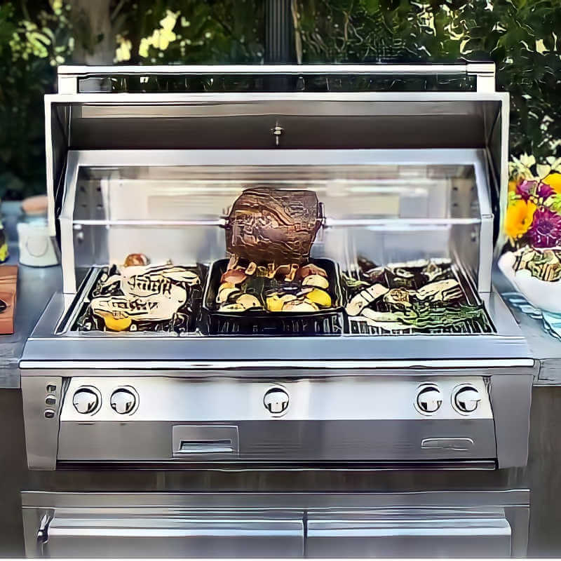Alfresco ALXE 42-Inch Built-In Gas Grill With Sear Zone And Rotisserie