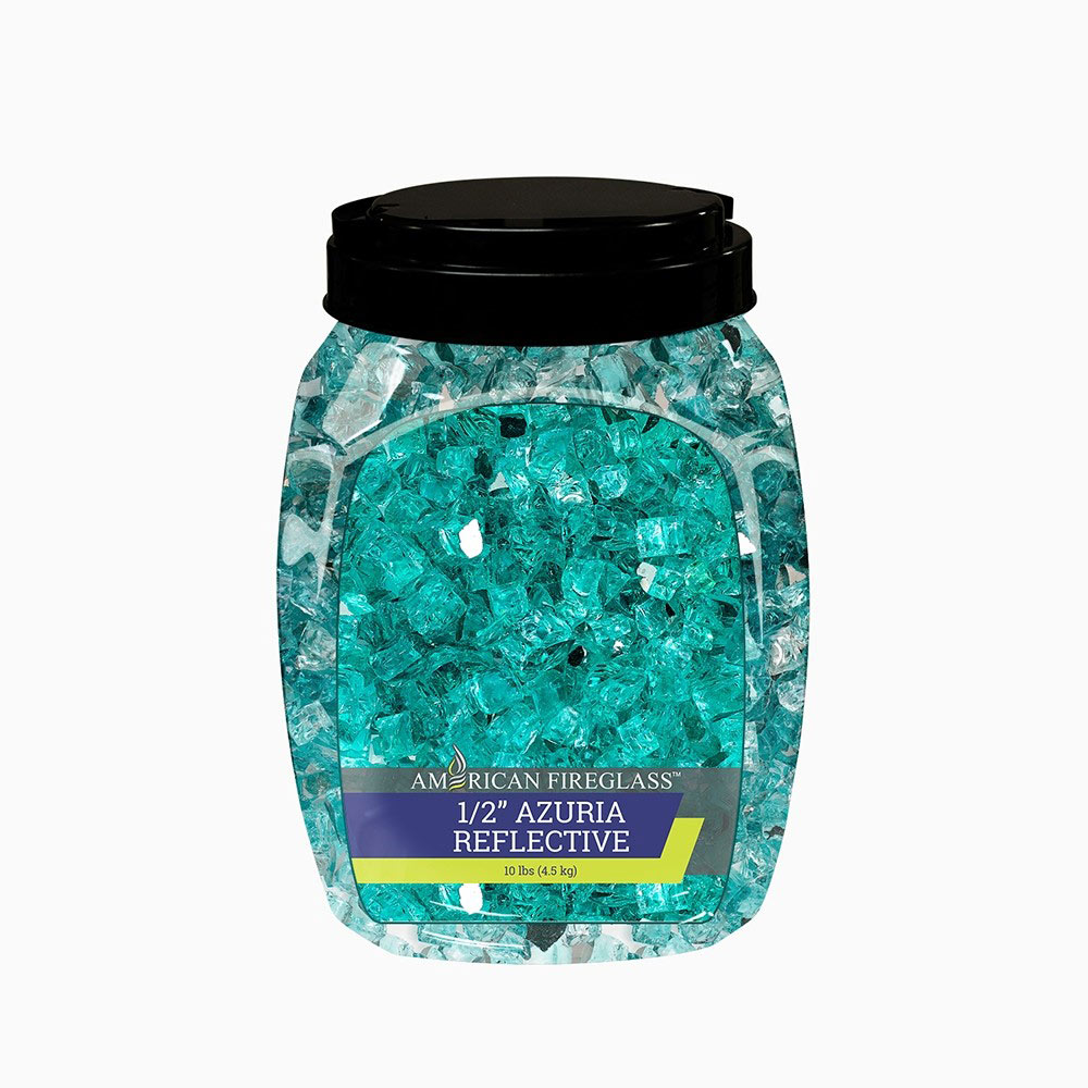 American Fire Glass 1/2-Inch Classic Fire Glass, 10-Pounds, Azuria