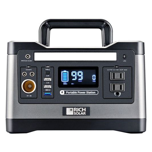 X500 Solar Generator Kit 540Wh Generator and 100 Watt Portable Solar Panel Black