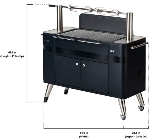 Everdure HUB I 54-Inch Charcoal Grill W/ Rotisserie & Electronic Ignition - HBCE2BBUS