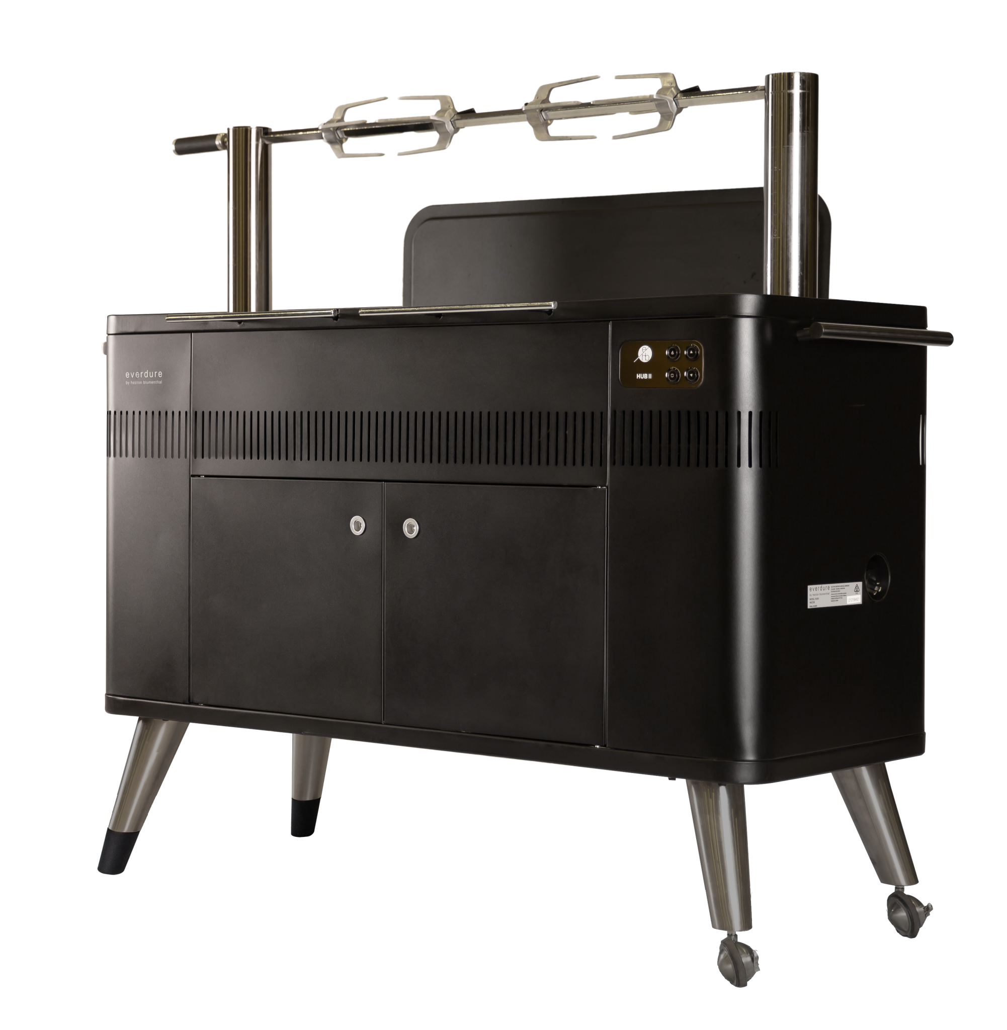 Everdure By Heston Blumenthal HUB II 54-Inch Charcoal Grill With Rotisserie & Electronic Ignition - HBCE3BUS