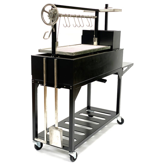 Tagwood BBQ Fully Assembled Black Argentine Santa Maria Wood Fire & Charcoal Grill - BBQ03SIF