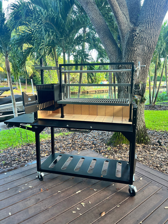 Tagwood BBQ Fully Assembled Black Argentine Santa Maria Wood Fire & Charcoal Grill - BBQ03SIF